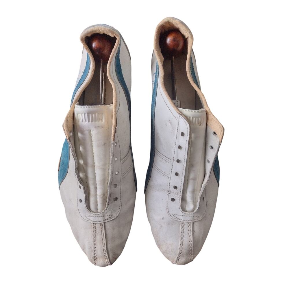 Vintage 70s Puma Tornado Track Spikes - Blue/White - Size 10 w/ Original Spikes